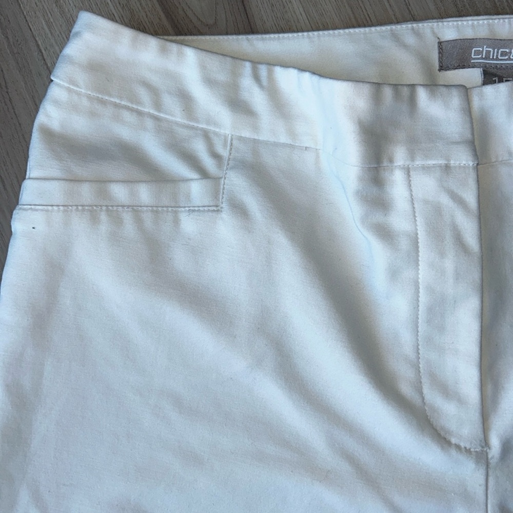 Chico’s Cotton Crop Ankle Pants 1.5/10 White Classic Summer Casual Beach - Picture 2 of 14